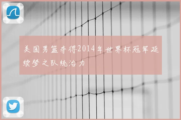 美国男篮夺得2014年世界杯冠军延续梦之队统治力